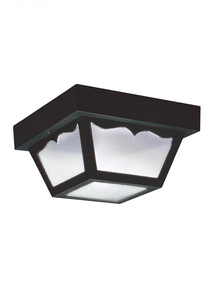 Outdoor Ceiling traditional 1-light outdoor exterior ceiling flush mount in black finish with clear