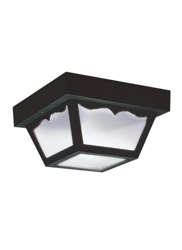 Outdoor Ceiling traditional 1-light LED outdoor exterior ceiling flush mount in black finish with cl