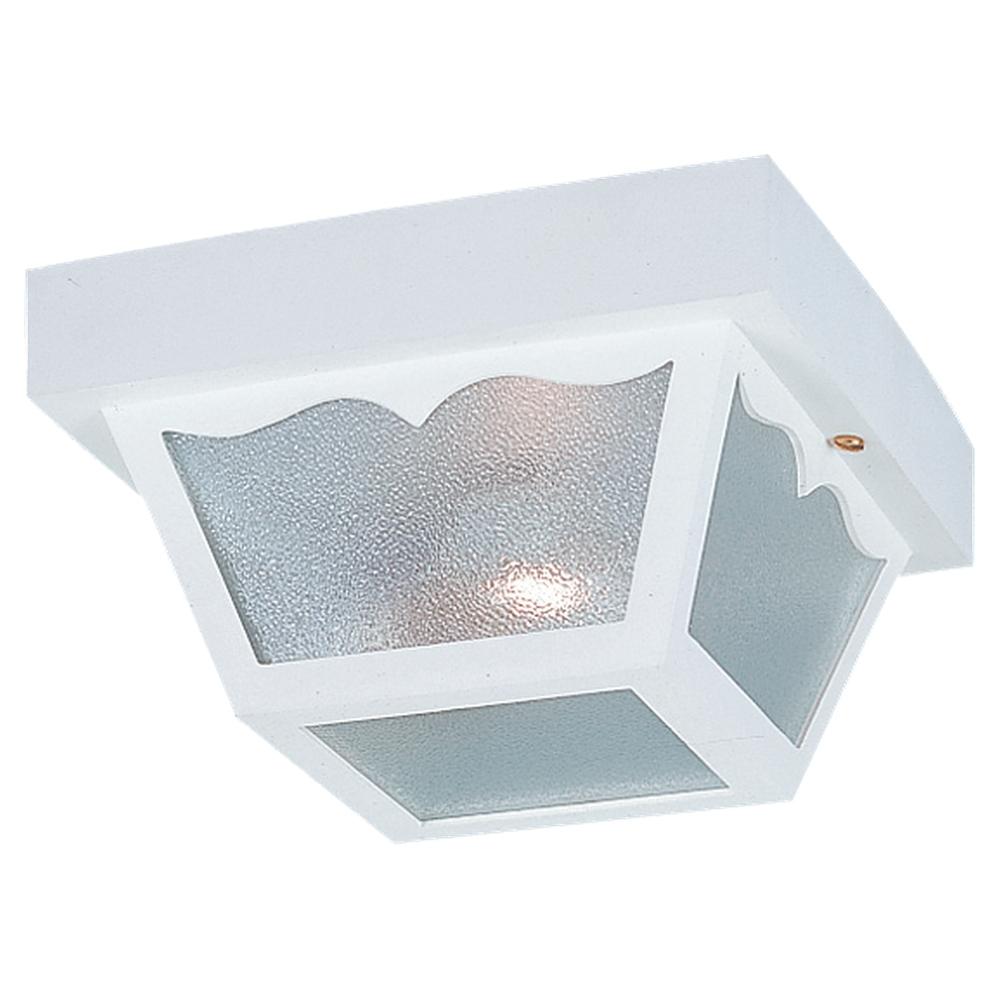 Outdoor Ceiling traditional 2-light outdoor exterior ceiling flush mount in white finish with clear