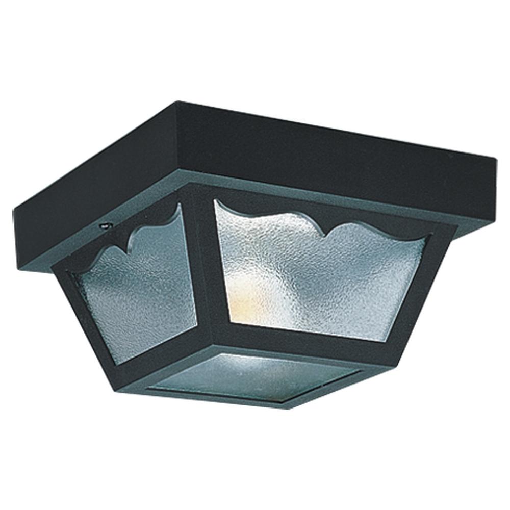 Outdoor Ceiling traditional 2-light outdoor exterior ceiling flush mount in black finish with clear