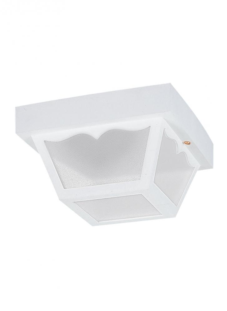 Outdoor Ceiling traditional 2-light LED outdoor exterior ceiling flush mount in white finish with cl