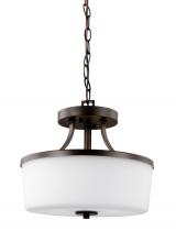 Generation Lighting 7739102-710 - Hettinger transitional 2-light indoor dimmable ceiling flush mount in bronze finish with etched whit
