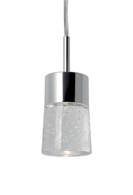 Single Lamp LED Pendant with Bubble Encased Crystals