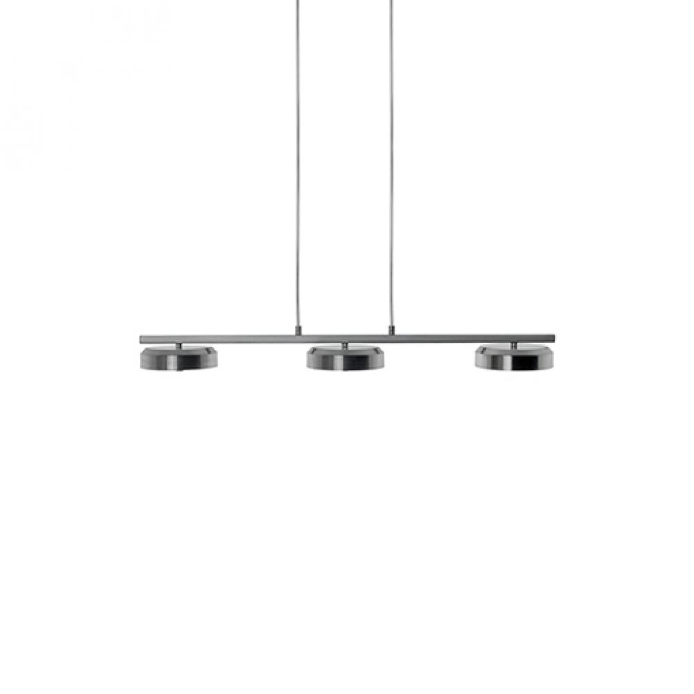 Three Lamp LED Pendant with Thin Round Metal Shades