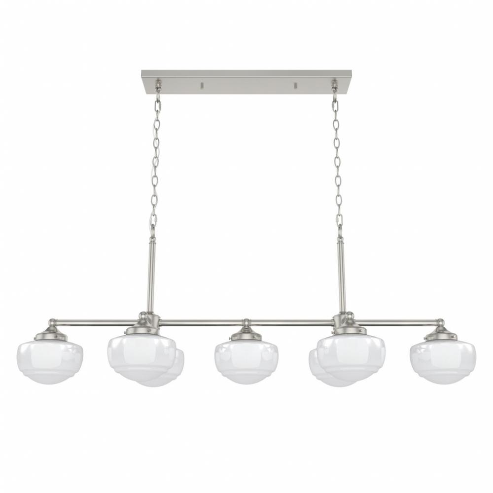 Hunter Saddle Creek Brushed Nickel with Cased White Glass 7 Light Chandelier Ceiling Light Fixture