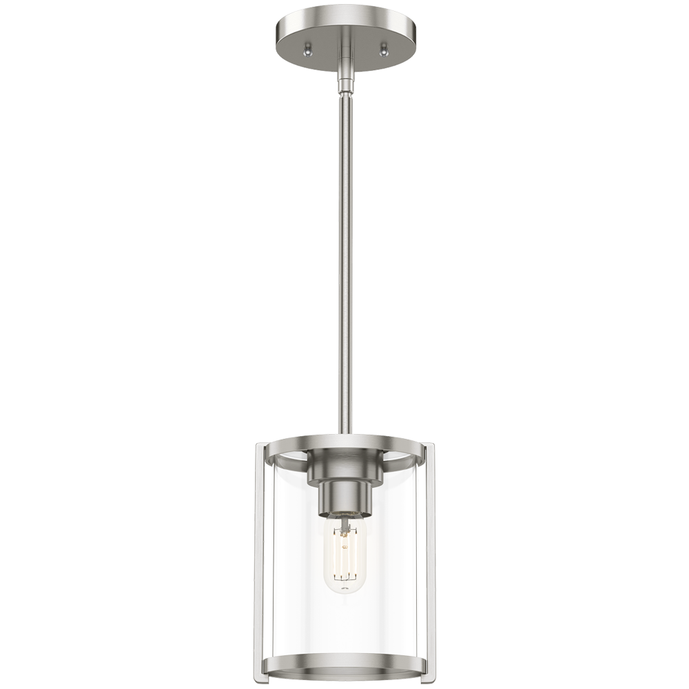 Hunter Astwood Brushed Nickel with Clear Glass 1 Light Pendant Ceiling Light Fixture
