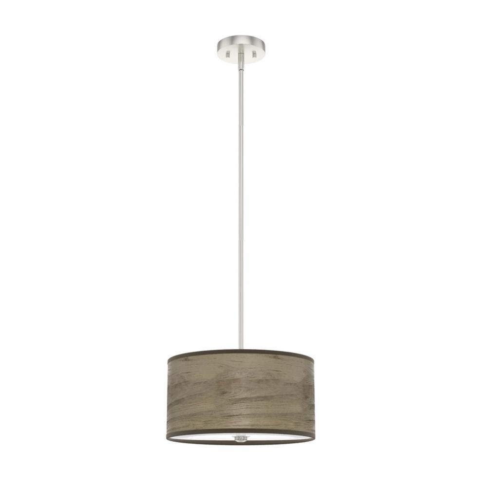 Hunter Solhaven Warm Grey Oak and Brushed Nickel with Painted Cased White Glass 2 Light Pendant Ceil