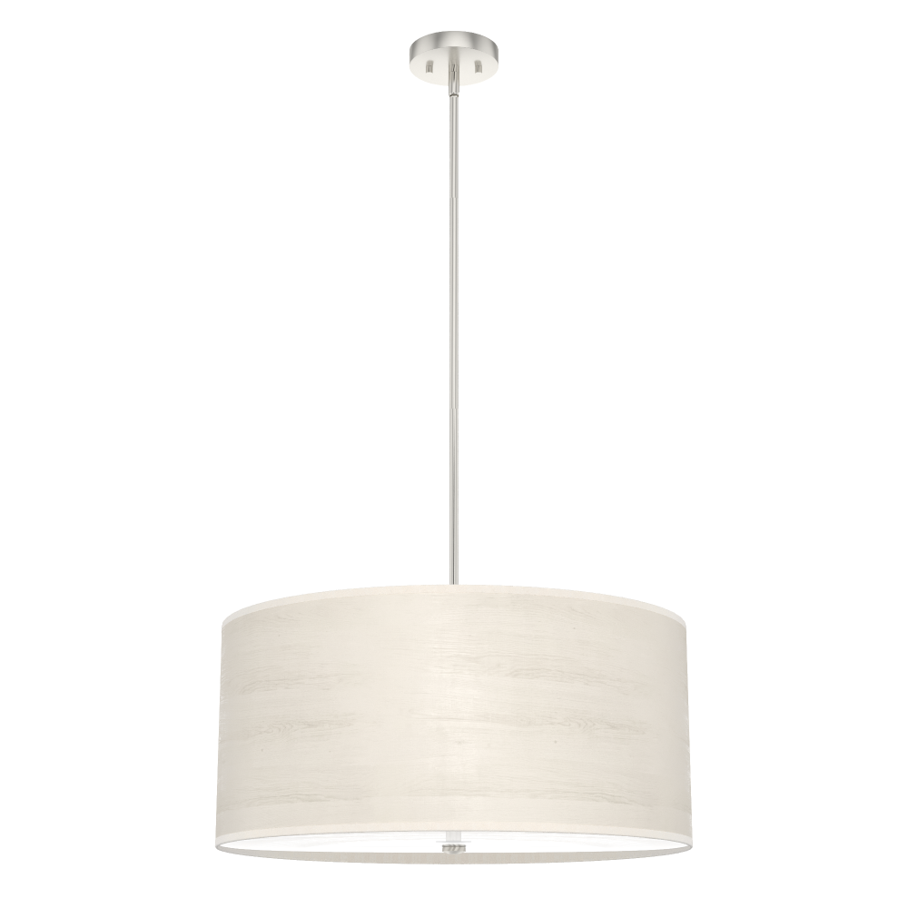 Hunter Solhaven Bleached Alder and Brushed Nickel with Painted Cased White Glass 4 Light Pendant Cei
