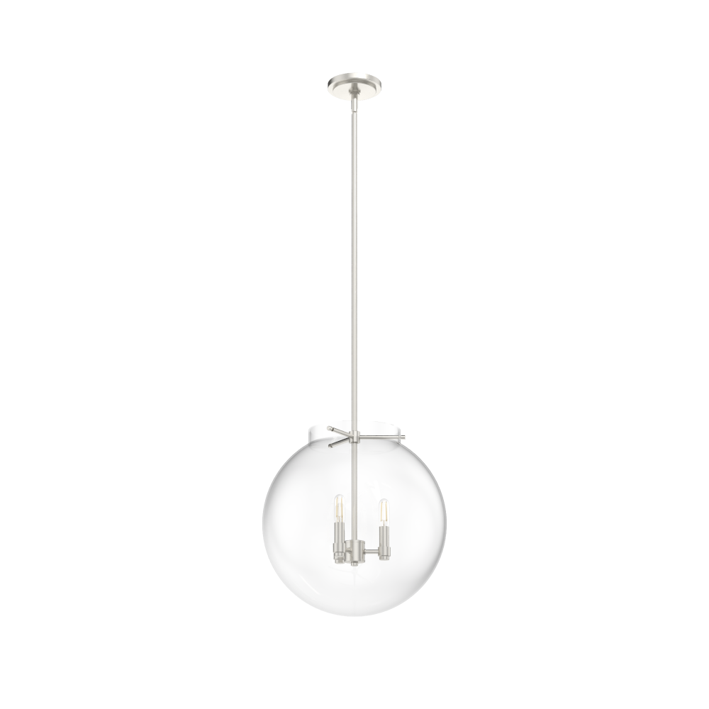 Hunter Sacha Brushed Nickel with Clear Glass 3 Light Pendant Ceiling Light Fixture