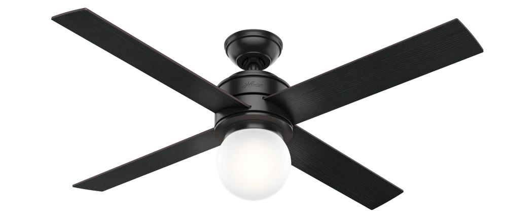 Hunter 52 inch Hepburn Matte Black Ceiling Fan with LED Light Kit and Wall Control