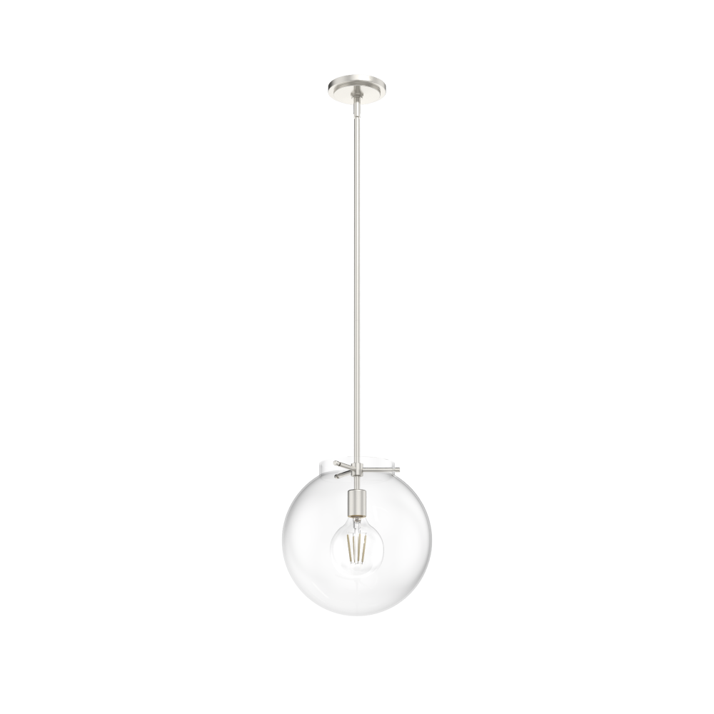 Hunter Sacha Brushed Nickel with Clear Glass 1 Light Pendant Ceiling Light Fixture