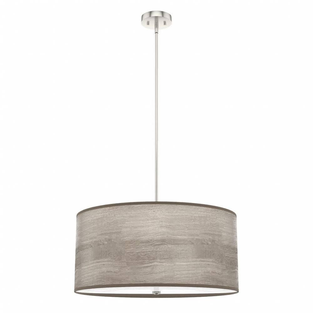 Hunter Solhaven Light Gray Oak and Brushed Nickel with Painted Cased White Glass 4 Light Pendant Cei