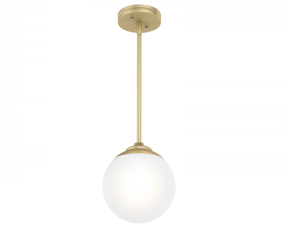 Hunter Hepburn Modern Brass with Cased White Glass 1 Light Pendant Ceiling Light Fixture