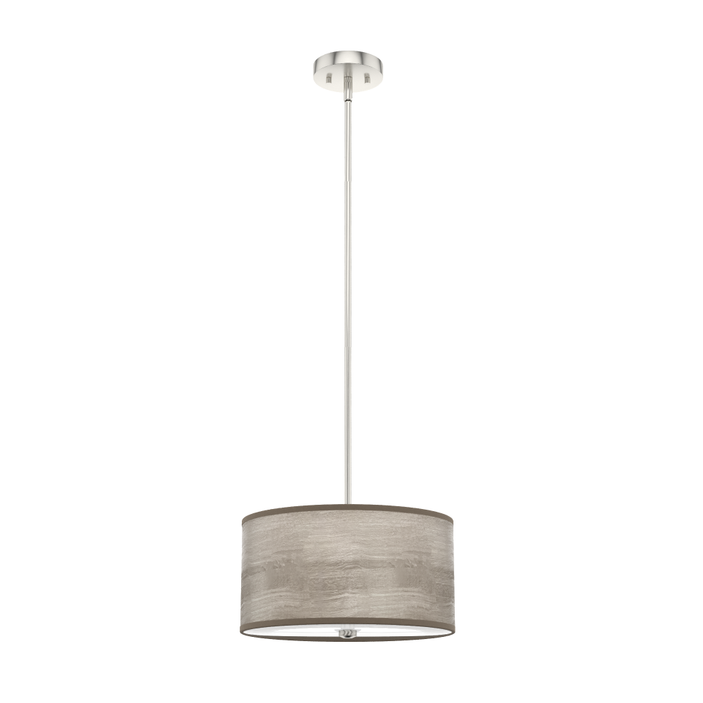 Hunter Solhaven Light Gray Oak and Brushed Nickel with Painted Cased White Glass 2 Light Pendant Cei