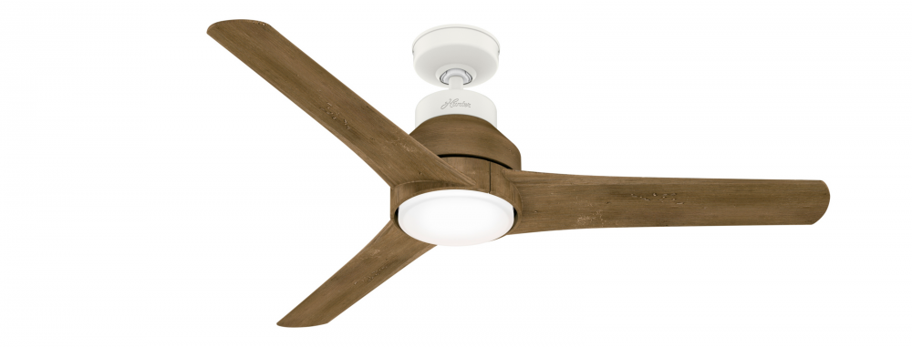 Hunter 52 inch Lakemont Matte White Damp Rated Ceiling Fan with LED Light Kit and Handheld Remote