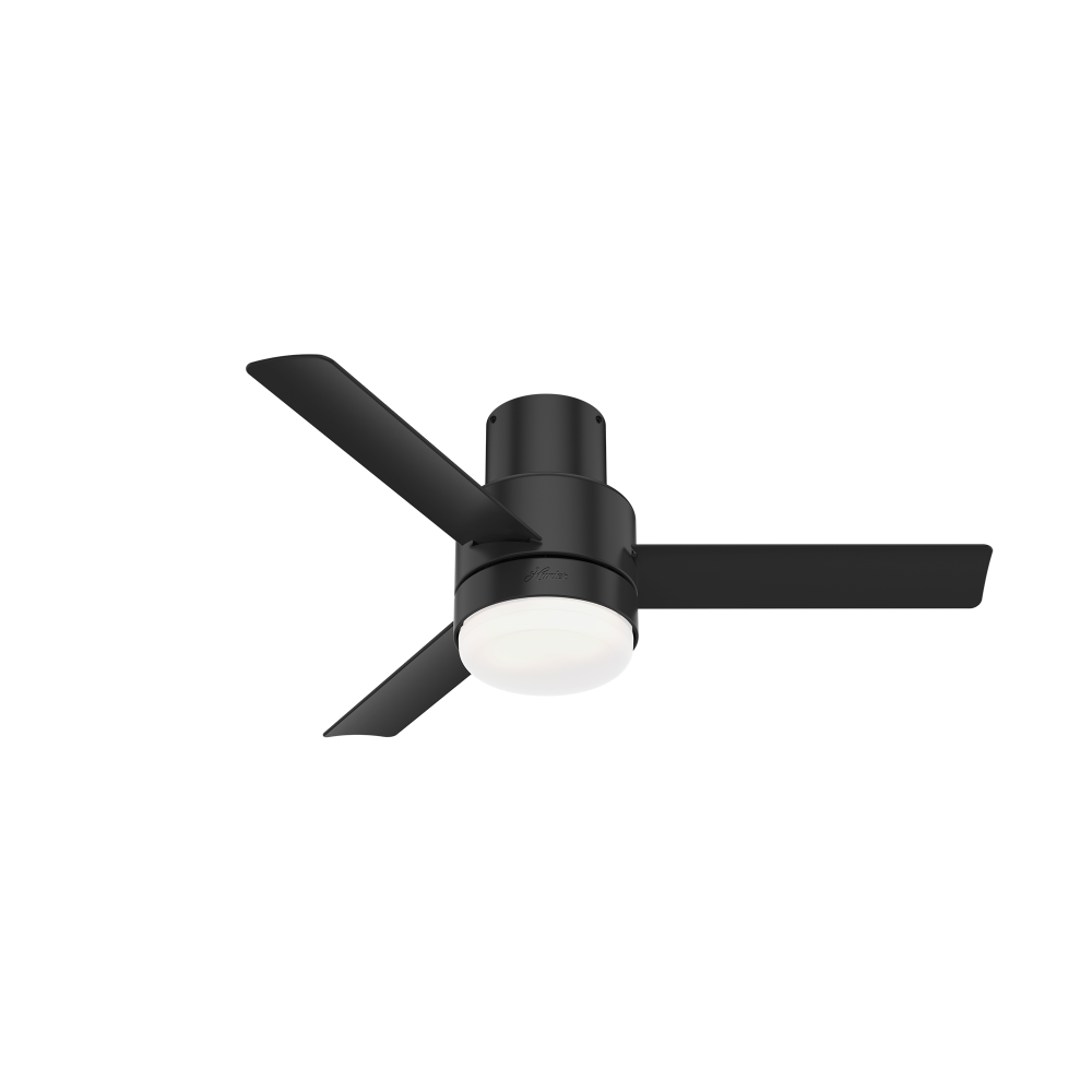 Casablanca 44 inch Gilmour Matte Black Low Profile Damp Rated Ceiling Fan with LED Light Kit and Han