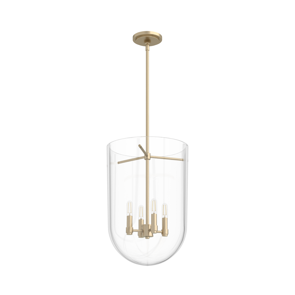 Hunter Sacha Alturas Gold with Clear Glass 4 Light Pendant Ceiling Light Fixture