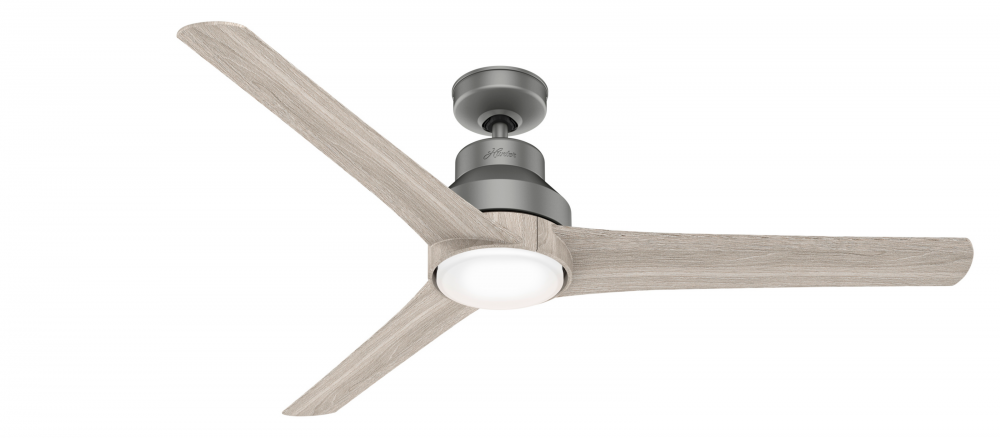 Hunter 60 inch Lakemont Matte Silver Damp Rated Ceiling Fan with LED Light Kit and Handheld Remote
