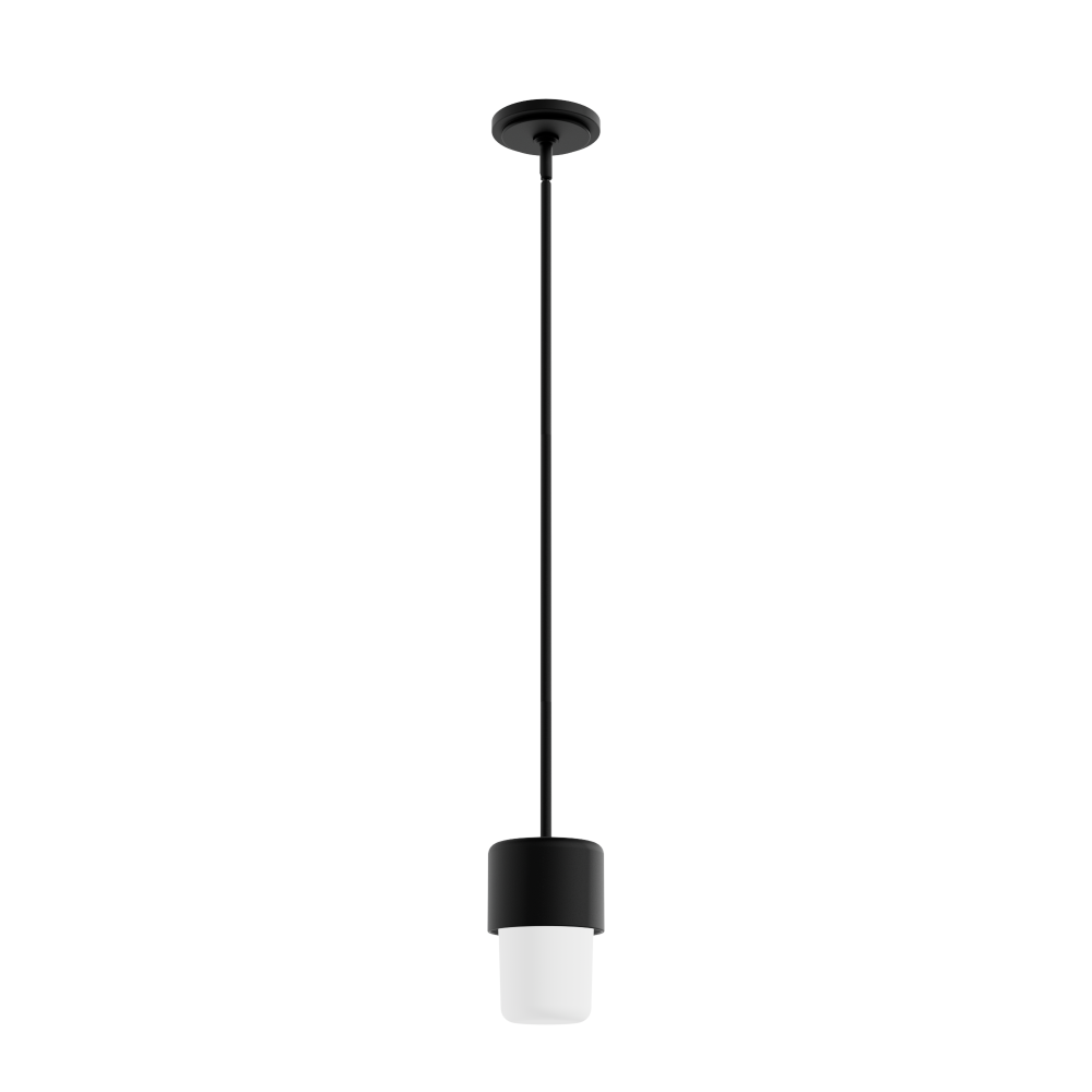 Hunter Station Natural Black Iron with Frosted Cased White Glass 1 Light Pendant Ceiling Light Fixtu