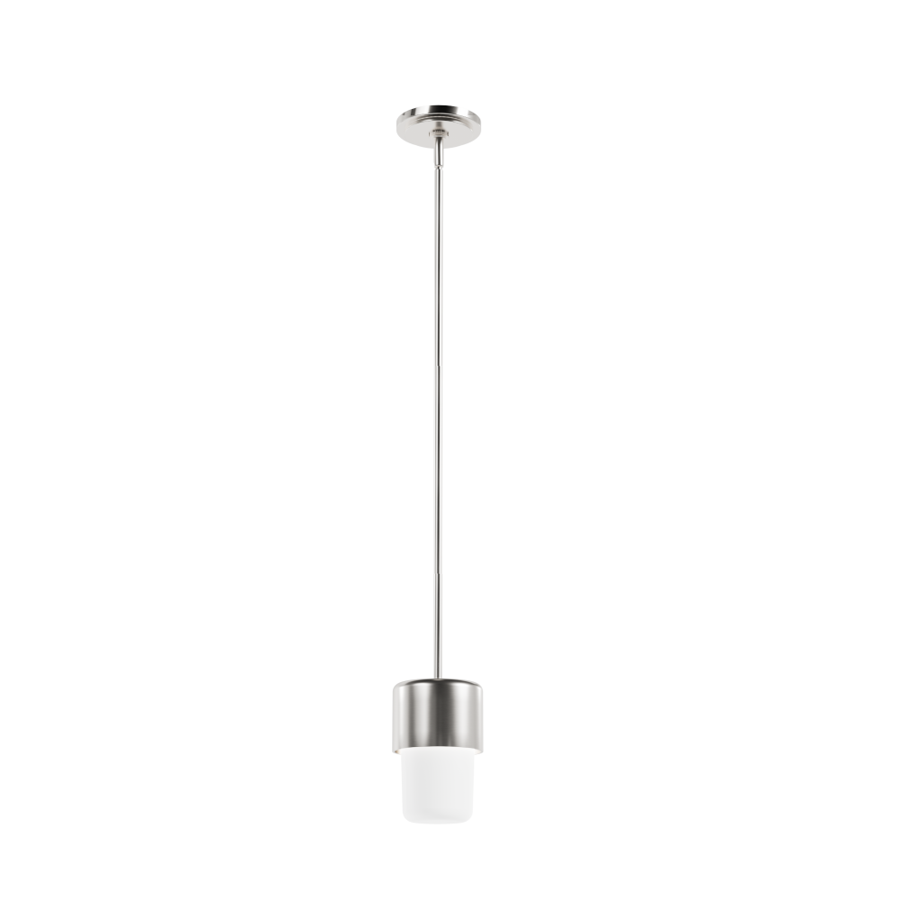 Hunter Station Brushed Nickel with Frosted Cased White Glass 1 Light Pendant Ceiling Light Fixture