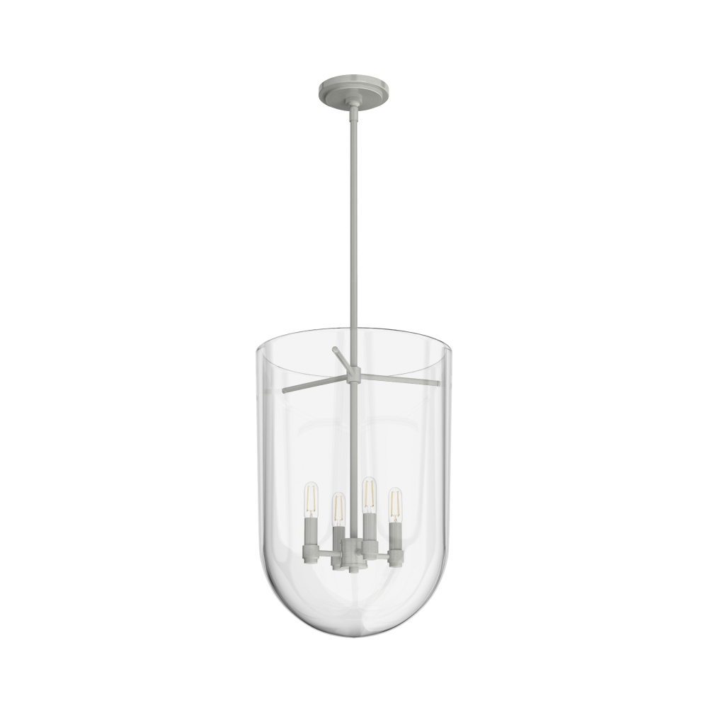 Hunter Sacha Brushed Nickel with Clear Glass 4 Light Pendant Ceiling Light Fixture