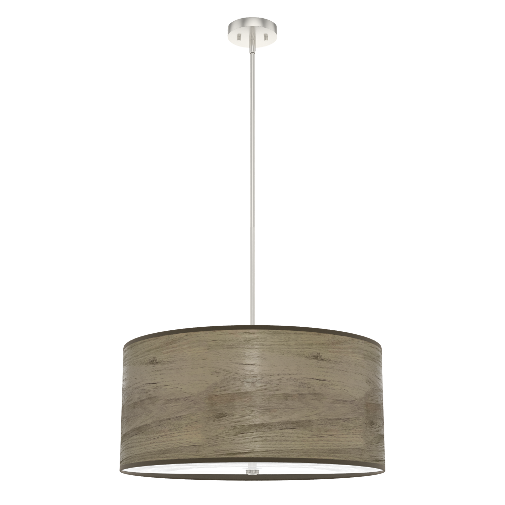 Hunter Solhaven Warm Grey Oak and Brushed Nickel with Painted Cased White Glass 4 Light Pendant Ceil
