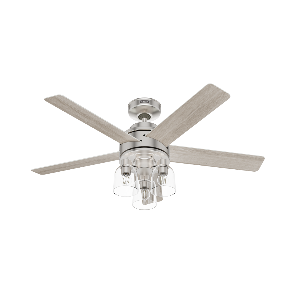 Hunter 52 inch Lochemeade Brushed Nickel Ceiling Fan with LED Light Kit and Handheld Remote