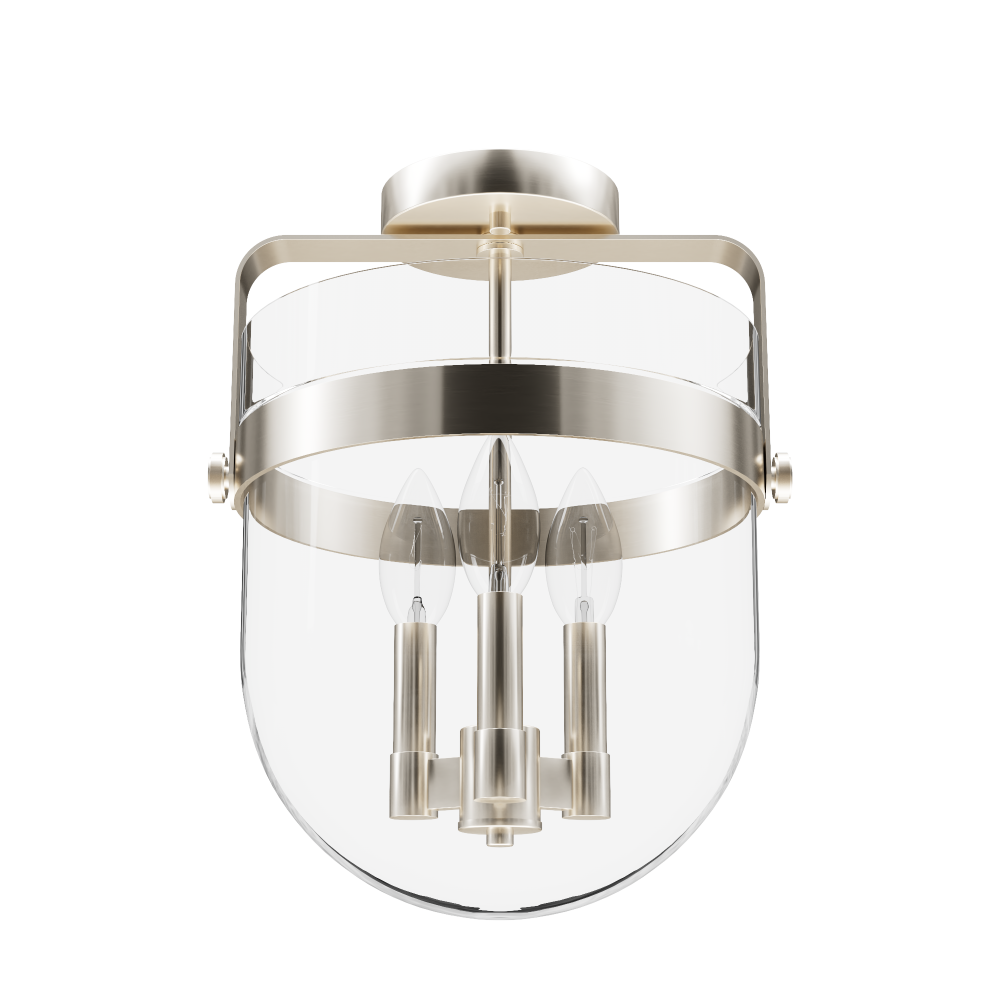 Hunter Karloff Alturas Gold with Clear Glass 3 Light Flush Mount Ceiling Light Fixture