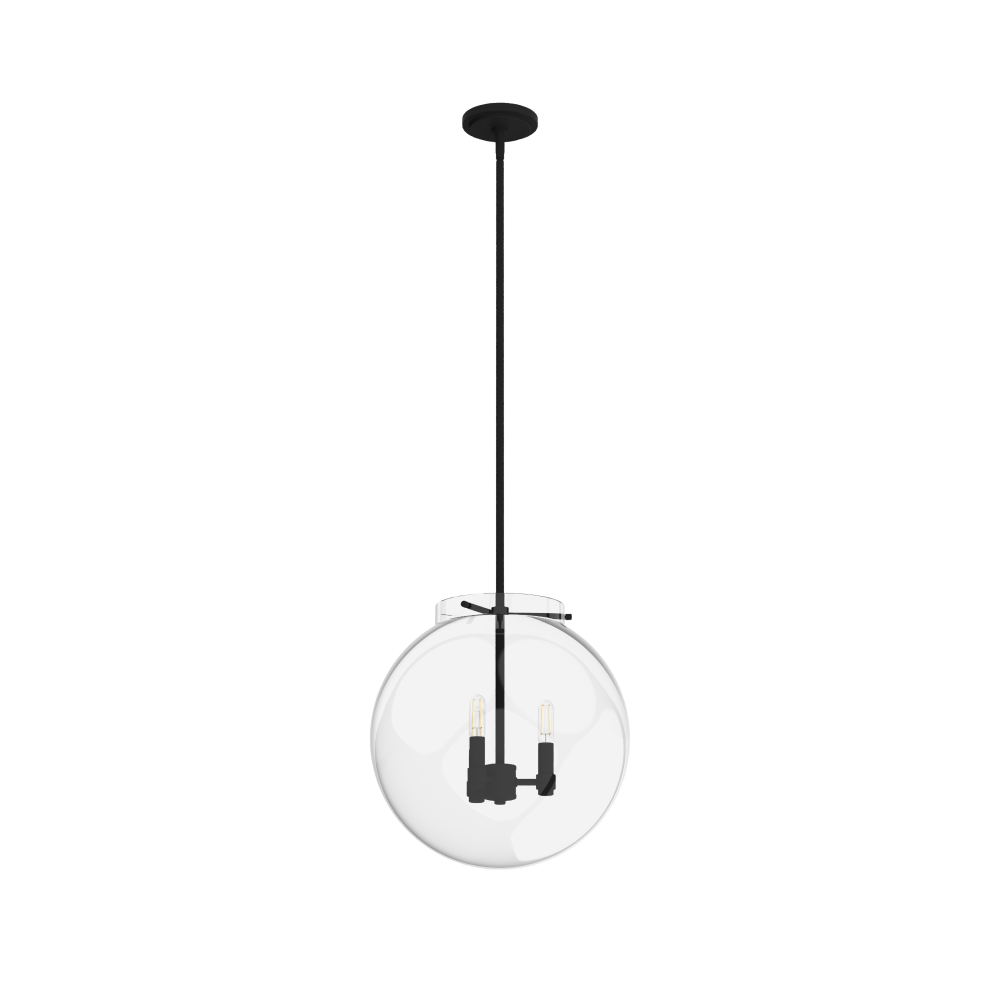 Hunter Sacha Natural Black Iron with Clear Glass 3 Light Pendant Ceiling Light Fixture