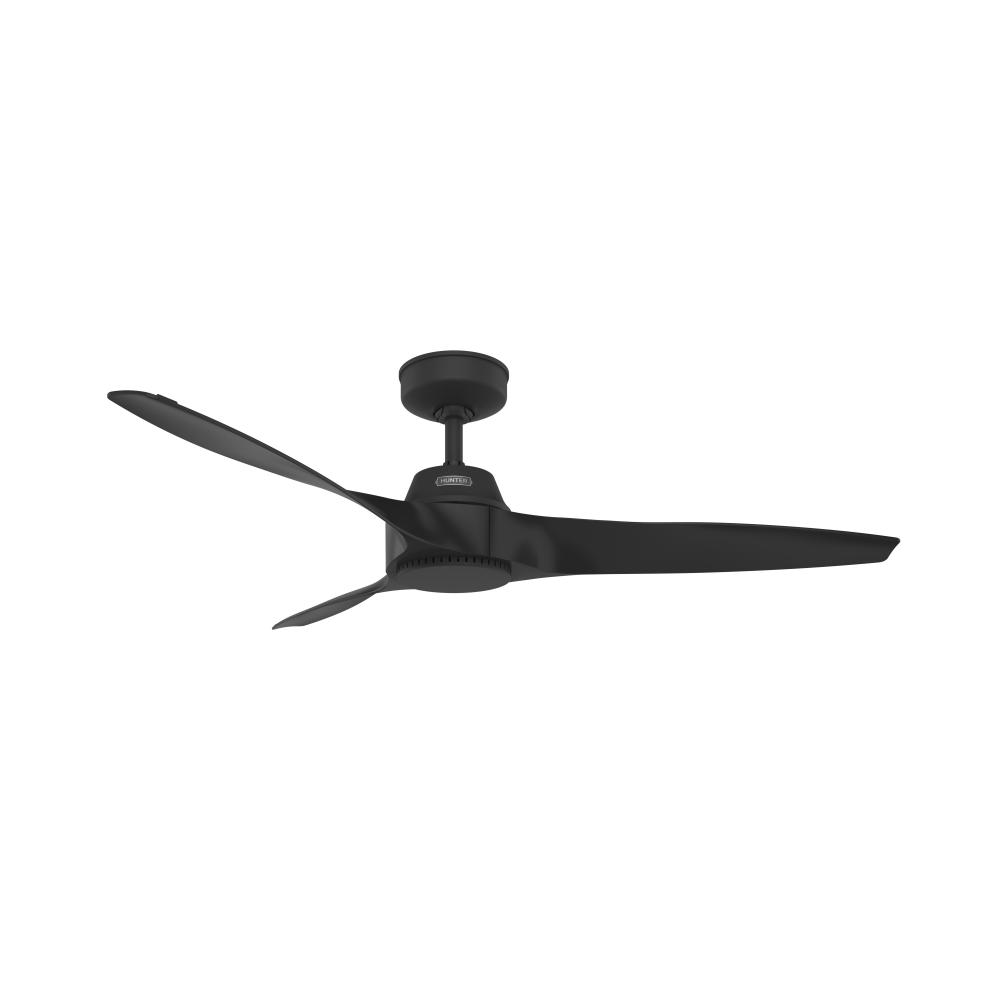 Hunter 52 inch Mosley Matte Black Damp Rated Ceiling Fan and Wall Control