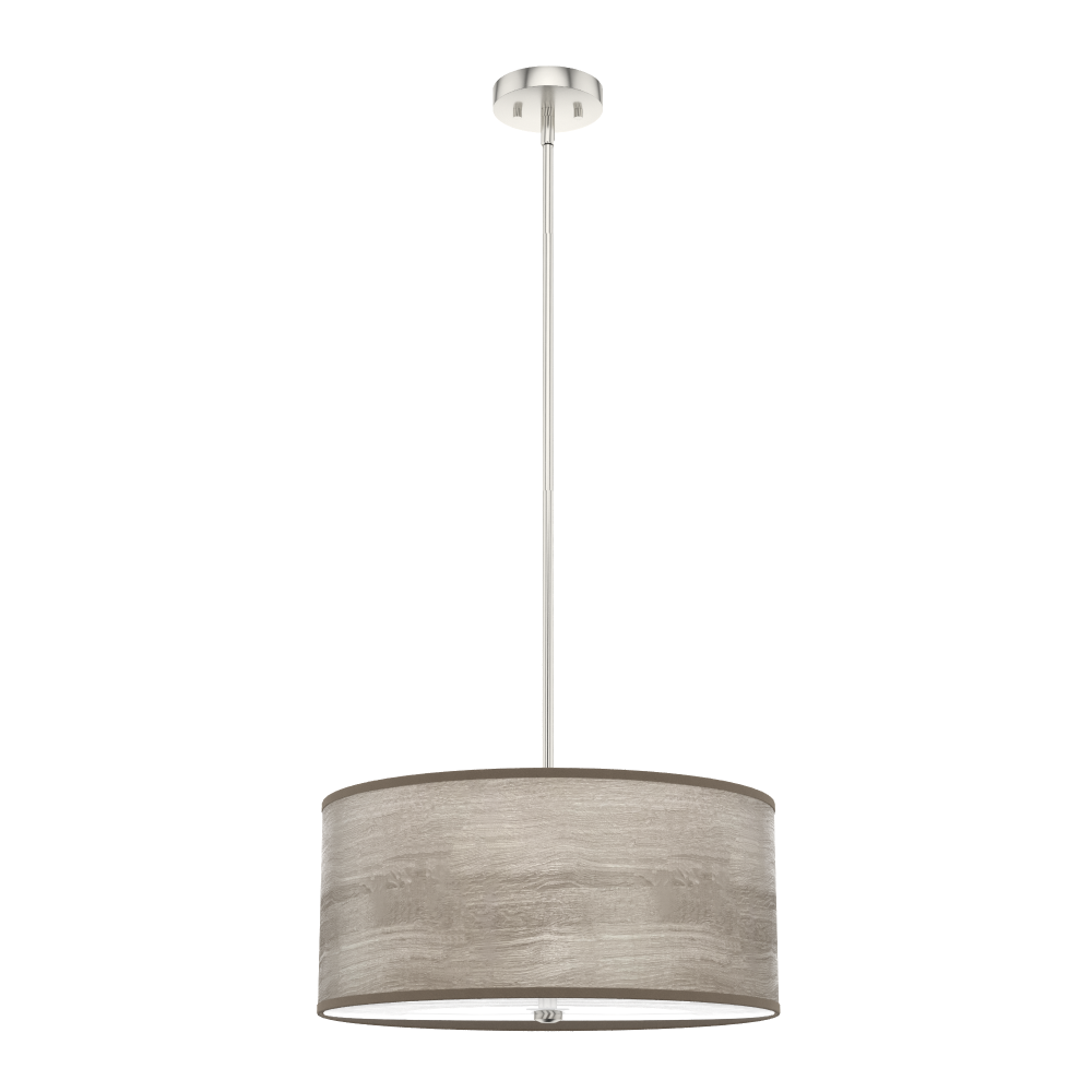 Hunter Solhaven Light Gray Oak and Brushed Nickel with Painted Cased White Glass 3 Light Pendant Cei