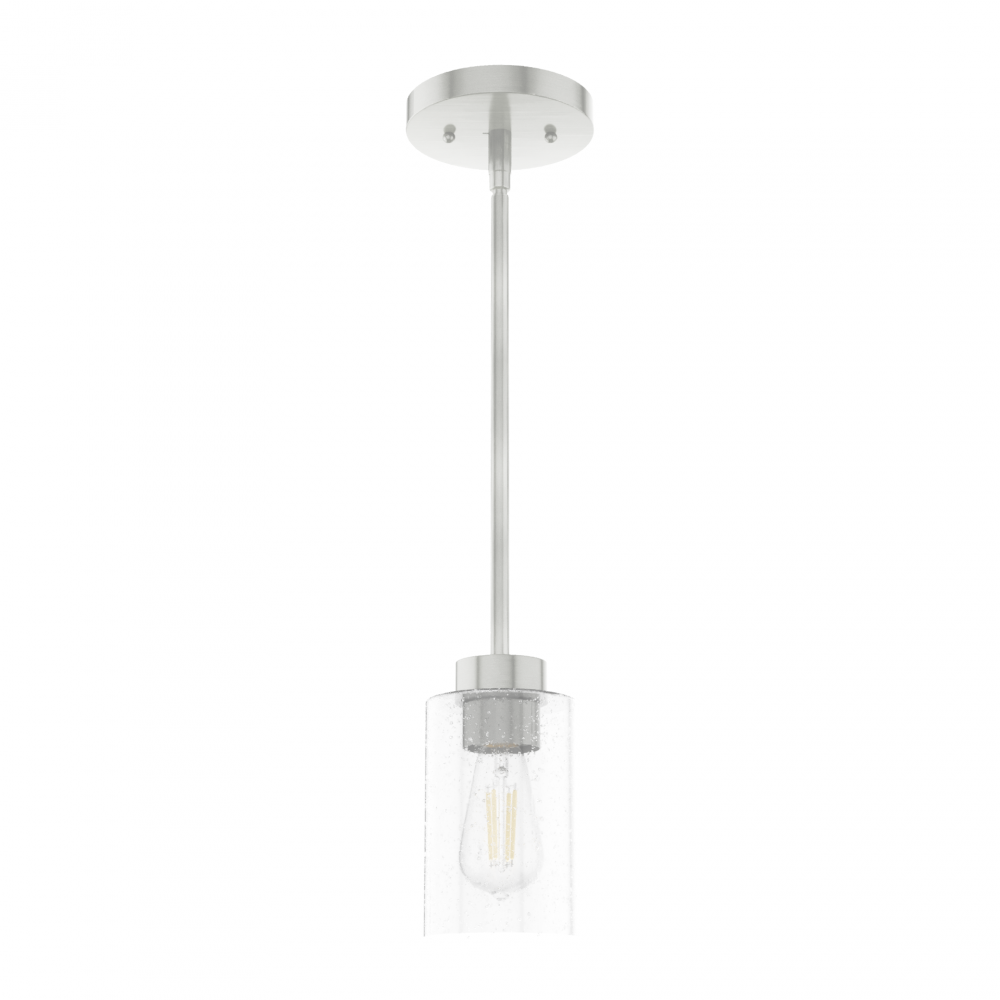 Hunter Hartland Brushed Nickel with Seeded Glass 1 Light Pendant Ceiling Light Fixture