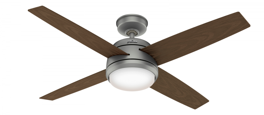 Hunter 52 inch Oceana Matte Silver WeatherMax Indoor / Outdoor Ceiling Fan with LED Light Kit and Wa