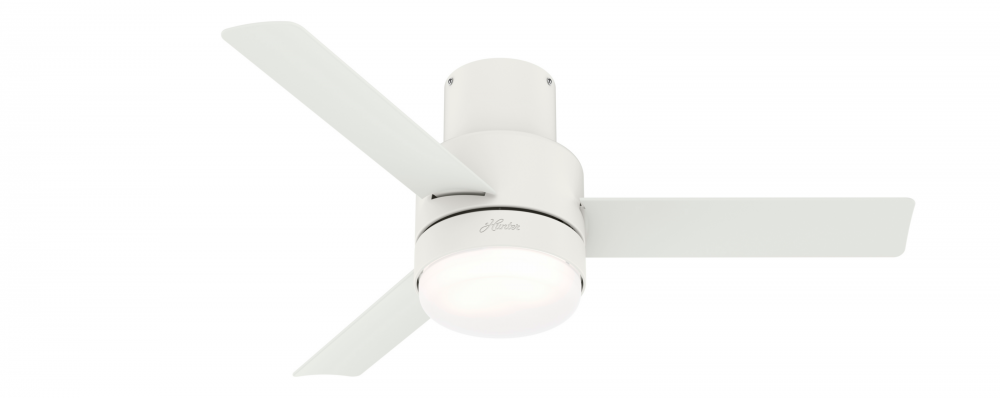 Casablanca 44 inch Gilmour Matte White Low Profile Damp Rated Ceiling Fan with LED Light Kit and Han