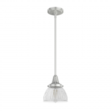 Hunter 19327 - Hunter Cypress Grove Brushed Nickel with Clear Holophane Glass 1 Light Pendant Ceiling Light Fixture