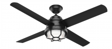Hunter 55086 - Hunter 54 inch Searow Matte Black WeatherMax Indoor / Outdoor Ceiling Fan with LED Light Kit and Wal