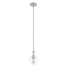 Hunter 19569 - Hunter Maple Park Brushed Nickel with Clear Glass 1 Light Pendant Ceiling Light Fixture