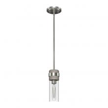 Hunter 19485 - Hunter River Mill Brushed Nickel and Gray Wood with Seeded Glass 1 Light Pendant Ceiling Light Fixtu