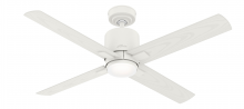Hunter 53430 - Hunter 52 inch Visalia Matte White Damp Rated Ceiling Fan with LED Light Kit and Handheld Remote