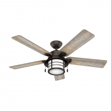 Hunter 59273 - Hunter 54 inch Key Biscayne Onyx Bengal Damp Rated Ceiling Fan with LED Light Kit and Pull Chain