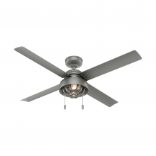 Hunter 50339 - Hunter 52 inch Spring Mill Matte Silver Damp Rated Ceiling Fan with LED Light Kit and Pull Chain