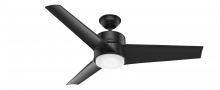 Hunter 59471 - Hunter 54 inch Havoc Matte Black WeatherMax Indoor / Outdoor Ceiling Fan with LED Light Kit and Wall