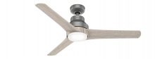 Hunter 51326 - Hunter 52 inch Lakemont Matte Silver Damp Rated Ceiling Fan with LED Light Kit and Handheld Remote
