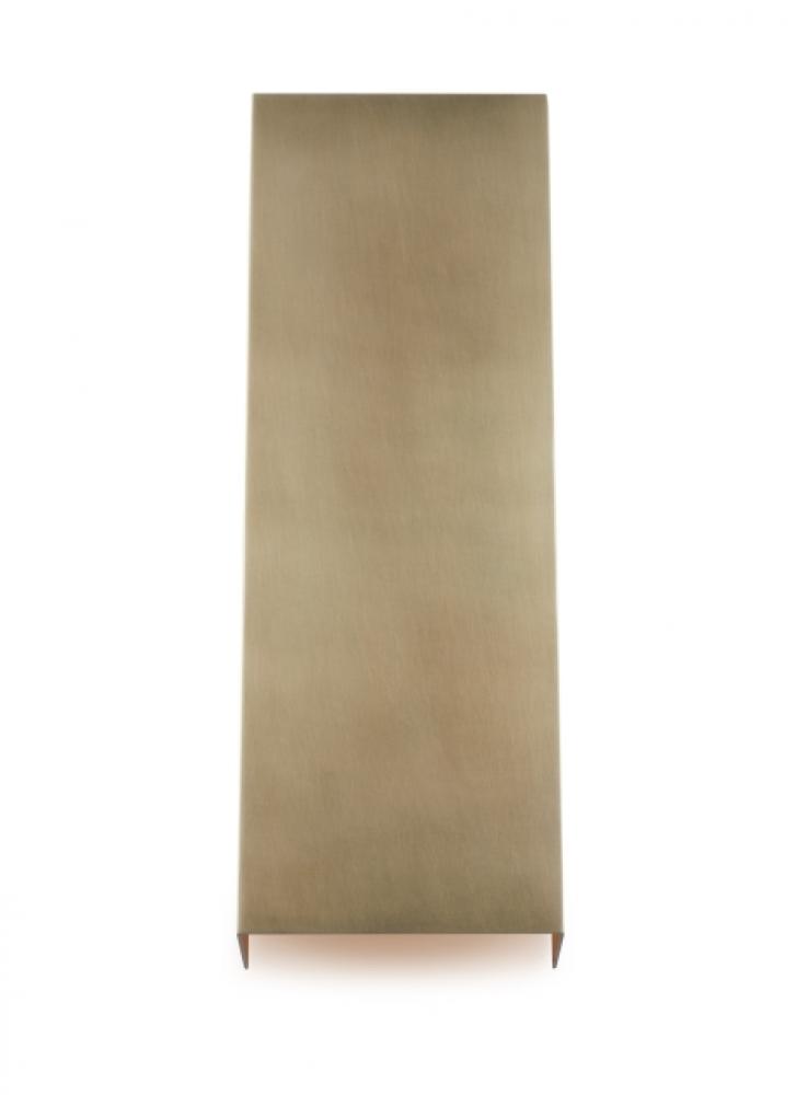 Modern Brompton dimmable LED Large Wall Sconce Light in a Natural Brass/Gold Colored finish