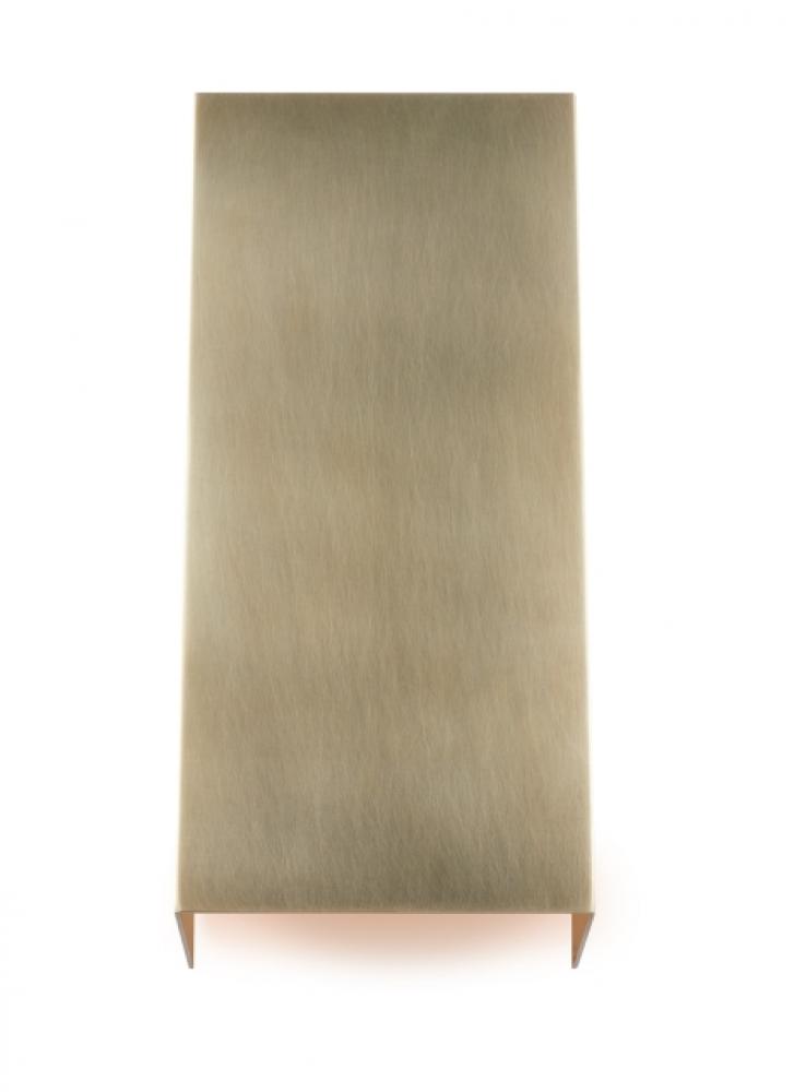 Modern Brompton dimmable LED Medium Wall Sconce Light in a Natural Brass/Gold Colored finish