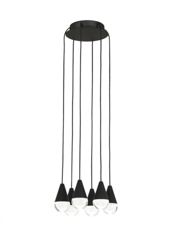 Modern Cupola dimmable LED 6-light Chandelier Ceiling Light in a Nightshade Black finish