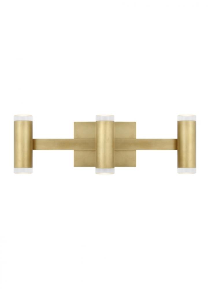 Dobson II Contemporary dimmable LED 3-Light Natural Brass/Gold Colored finish Bath