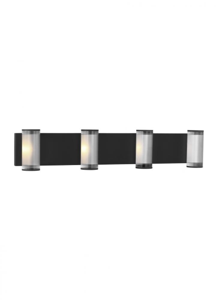 The Esfera X-Large Damp Rated 4-Light Integrated Dimmable LED Wall Sconce in Nightshade Black