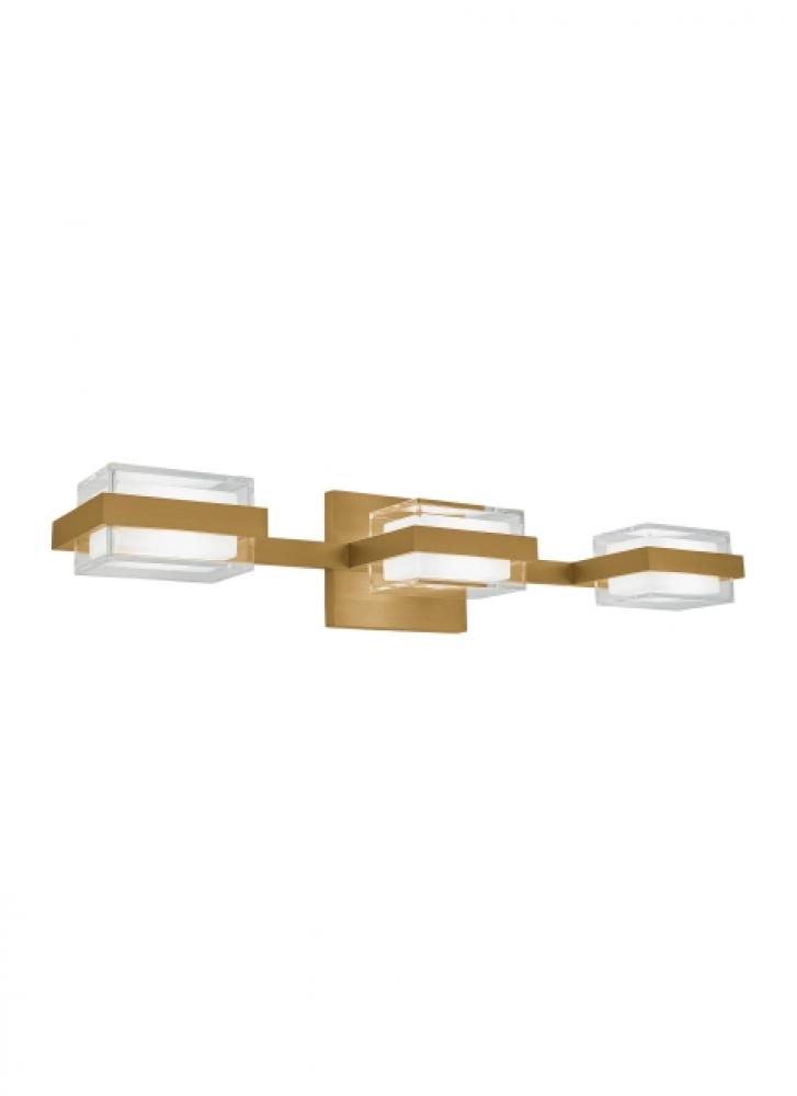 The Kamden 22.5-inch Damp Rated 3-Light Integrated Dimmable LED Bath Vanity in Natural Brass