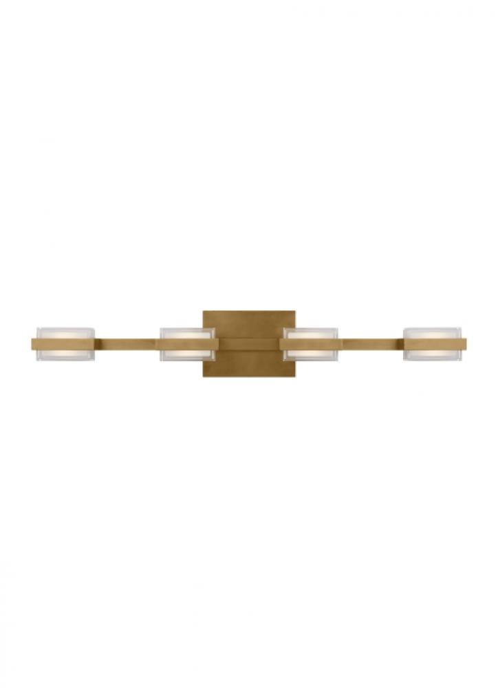 The Kamden 31.5-inch Damp Rated 4-Light Integrated Dimmable LED Bath Vanity in Natural Brass